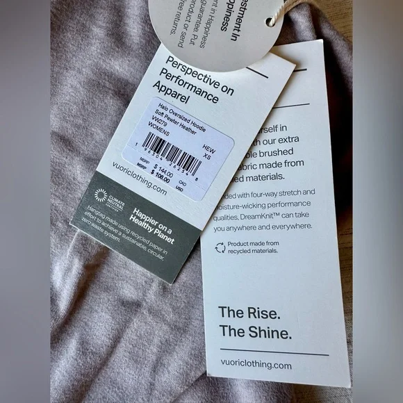 NWT Vuori Womens Halo Oversized Hoodie XS Soft Pewter Heather - Picture 6 of 7